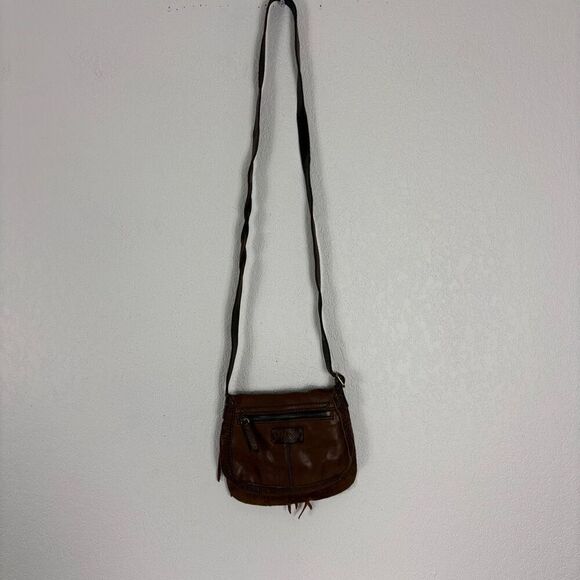 Lucky Brand Brown Leather Small Fringe Detail Crossbody Purse - Picture 1 of 10